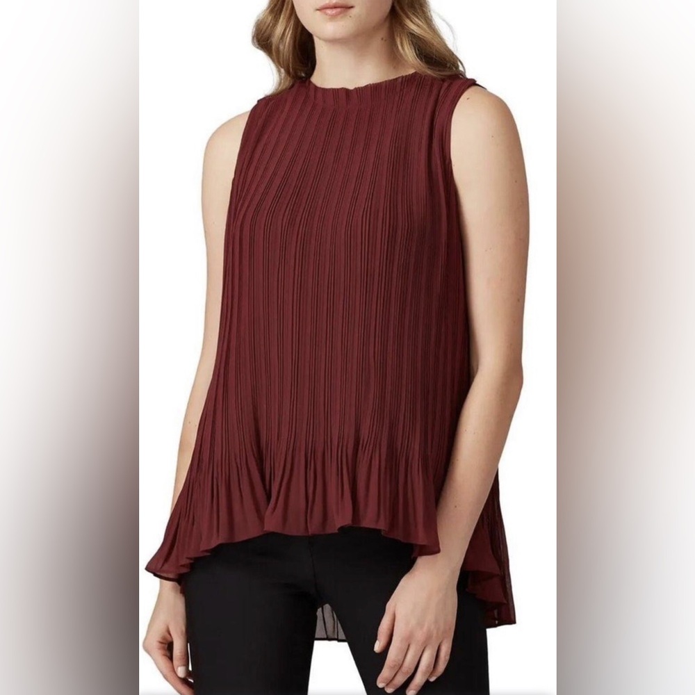 Club Monaco Burgundy Pleated Blouse